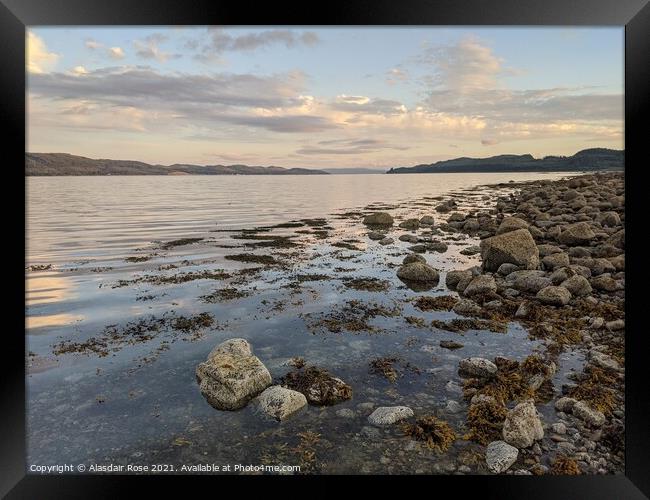 Loch Fyne, Scotland. After dinner beach walk at sunset. Framed Print by Alasdair Rose