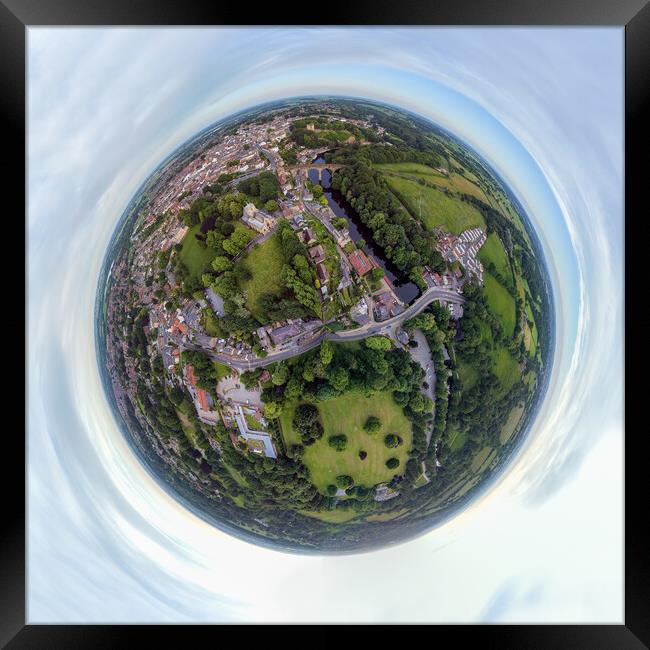 Knaresborough Yorkshire aerial view Framed Print by mike morley