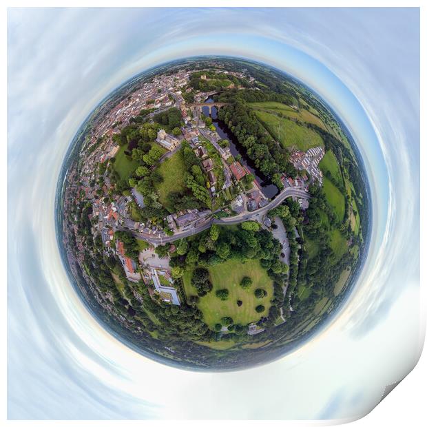 Knaresborough Yorkshire aerial view Print by mike morley