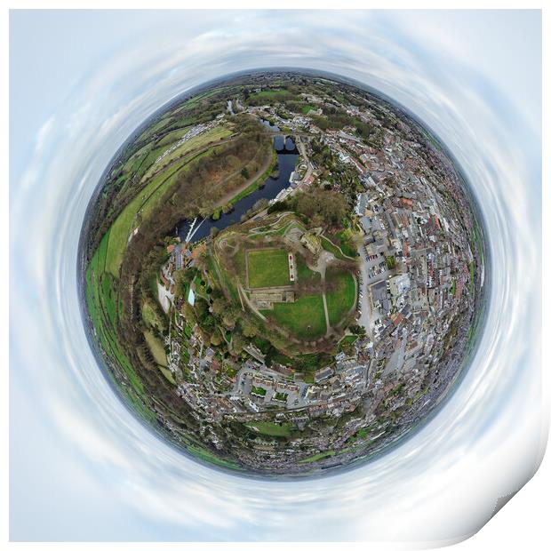 Knaresborough North Yorkshire aerial view Print by mike morley