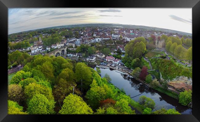 knaresborough yorkshire aerial view Framed Print by mike morley
