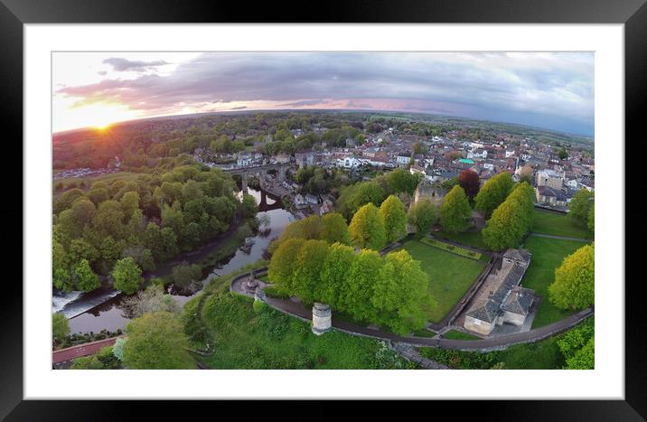 knaresborough yorkshire aerial view Framed Mounted Print by mike morley