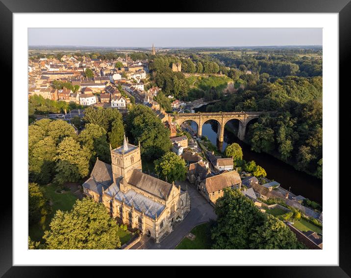 knaresborough yorkshire aerial view Framed Mounted Print by mike morley