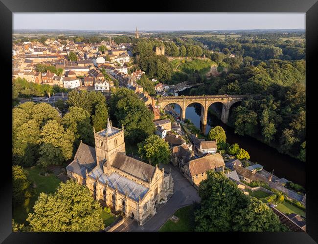 knaresborough yorkshire aerial view Framed Print by mike morley