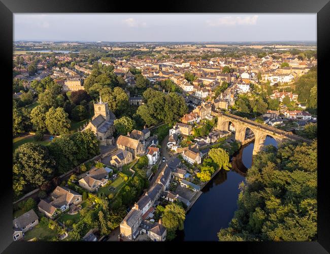 Knaresborough North Yorkshire aerial view Framed Print by mike morley