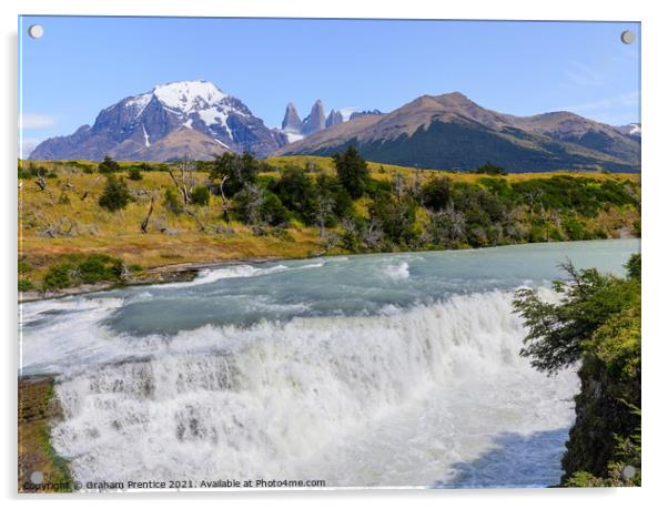 Torres Del Paine Waterfall on Rio Paine Acrylic by Graham Prentice