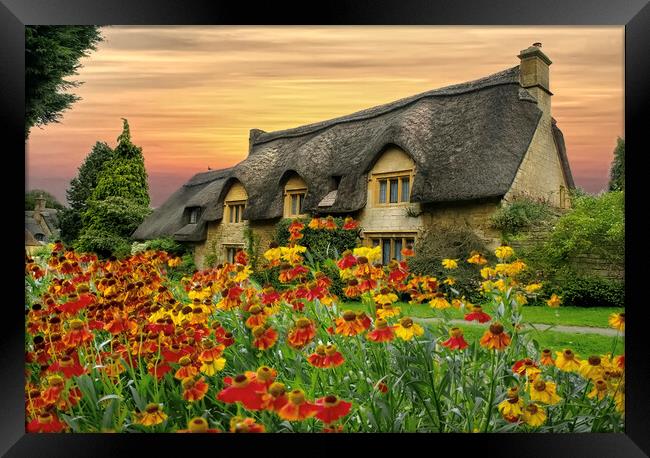 Dusk At Sneezewort Cottage Framed Print by Alison Chambers