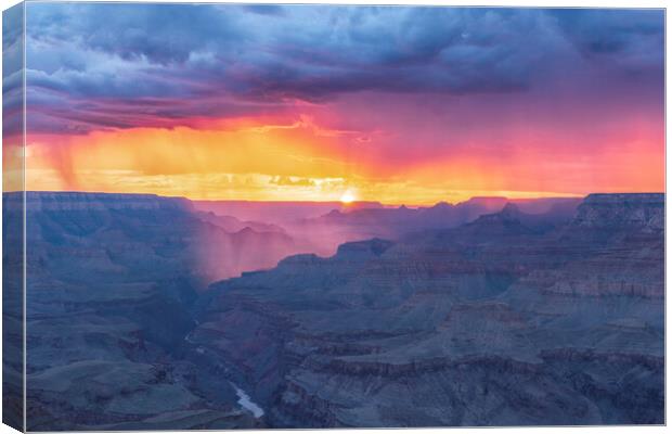 Grand Canyon Monsoon sunset Canvas Print by John Finney