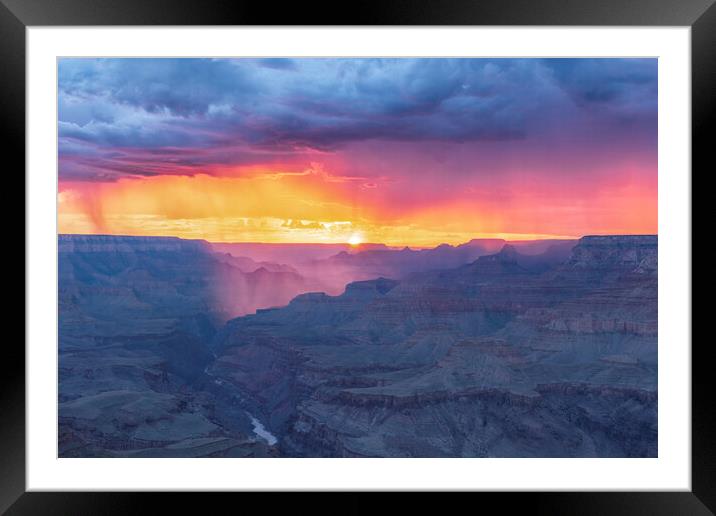 Grand Canyon Monsoon sunset Framed Mounted Print by John Finney