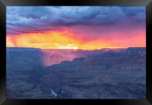 Grand Canyon Monsoon sunset Framed Print by John Finney