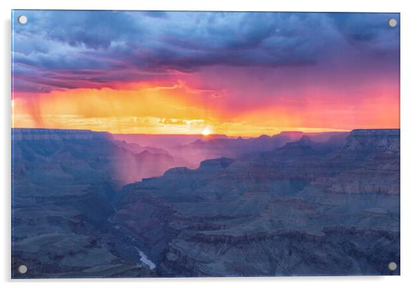 Grand Canyon Monsoon sunset Acrylic by John Finney