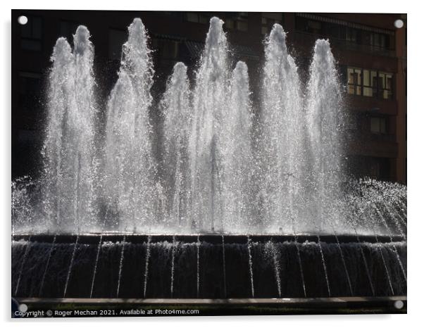 The Beauty of Leon's Sprinkler Fountain Acrylic by Roger Mechan