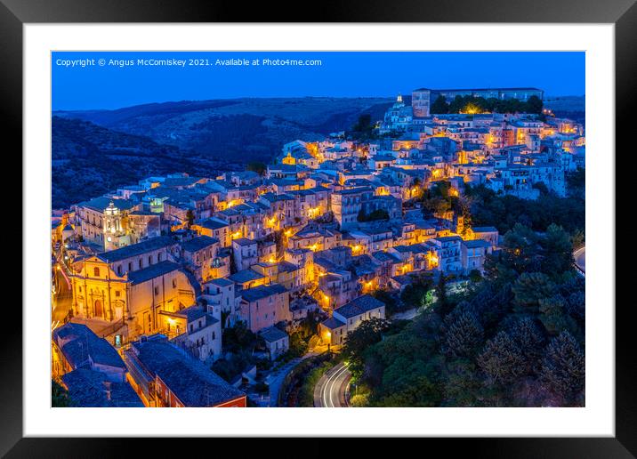Ragusa lower town by night, Sicily Framed Mounted Print by Angus McComiskey
