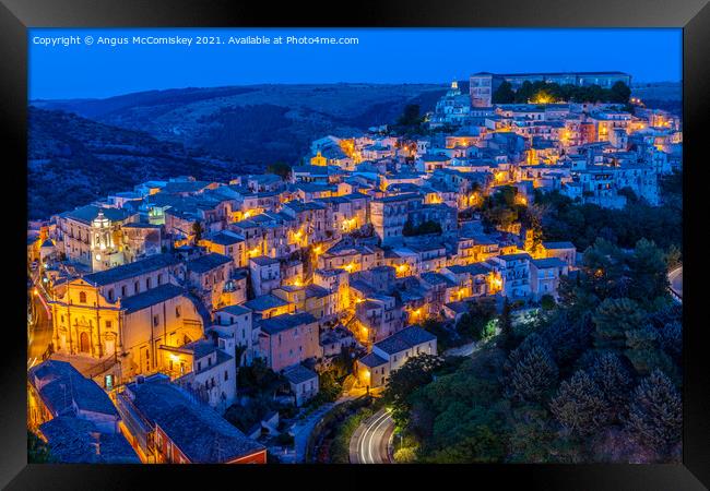 Ragusa lower town by night, Sicily Framed Print by Angus McComiskey