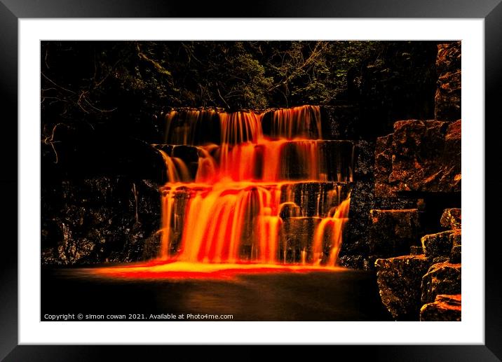 Waterfall of fire Framed Mounted Print by simon cowan