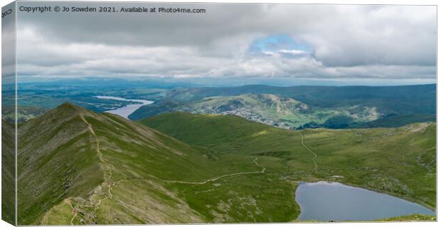 Swirral Edge and Red tarn, The Lake District Canvas Print by Jo Sowden