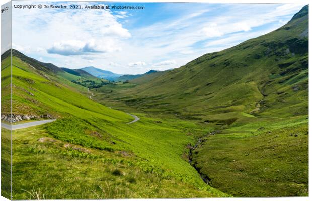 Newlands Pass, Buttermere, The Lake District Canvas Print by Jo Sowden