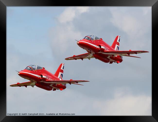 RAF Red Arrows Hawk pair Framed Print by Keith Campbell