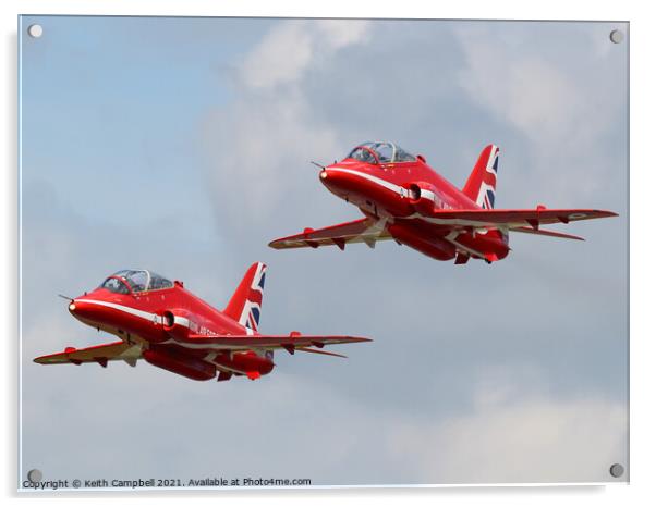 RAF Red Arrows Hawk pair Acrylic by Keith Campbell