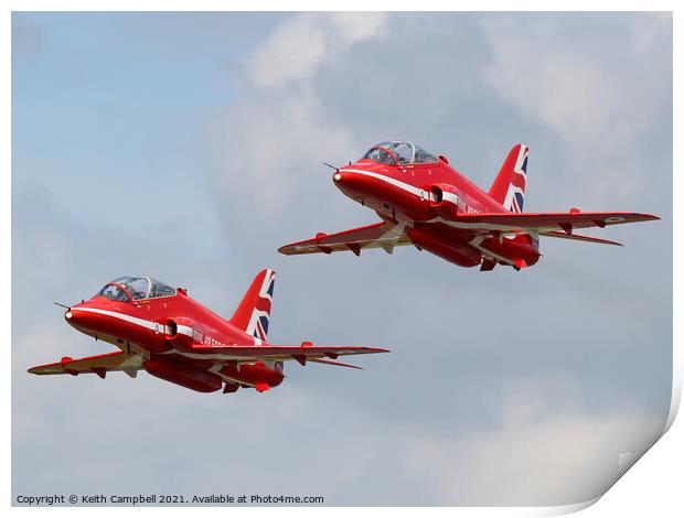 RAF Red Arrows Hawk pair Print by Keith Campbell