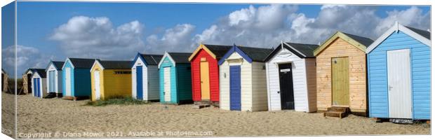 Southwold small Beach Huts Canvas Print by Diana Mower