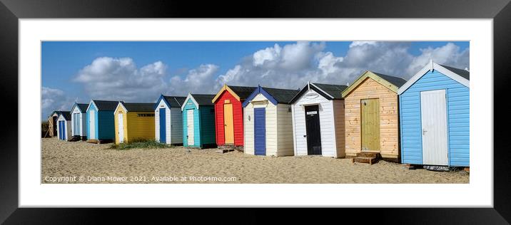 Southwold small Beach Huts Framed Mounted Print by Diana Mower