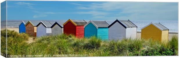 Southwold The first Beach Huts Canvas Print by Diana Mower