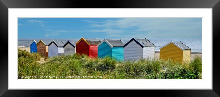 Southwold The first Beach Huts Framed Mounted Print by Diana Mower