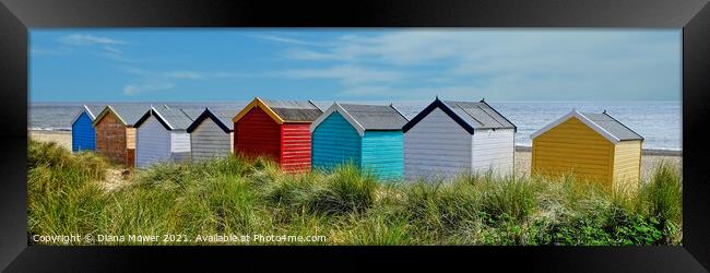 Southwold The first Beach Huts Framed Print by Diana Mower