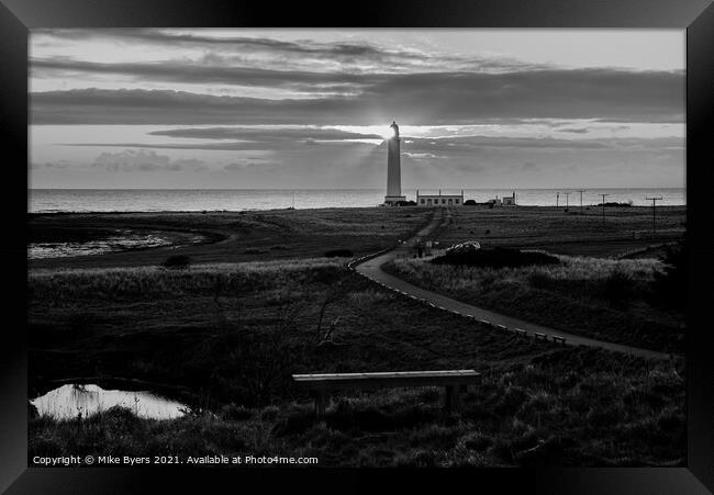 "Radiant Dawn at Barns Ness Lighthouse" Framed Print by Mike Byers