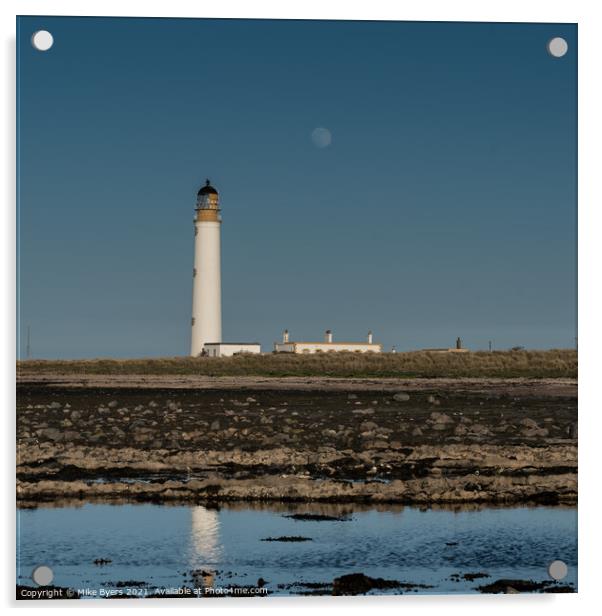 "Moonlit Serenade at Barns Ness Lighthouse" Acrylic by Mike Byers