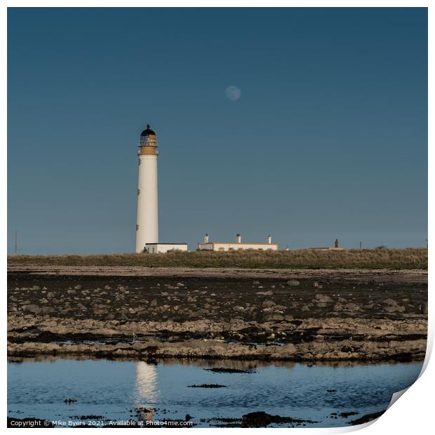"Moonlit Serenade at Barns Ness Lighthouse" Print by Mike Byers