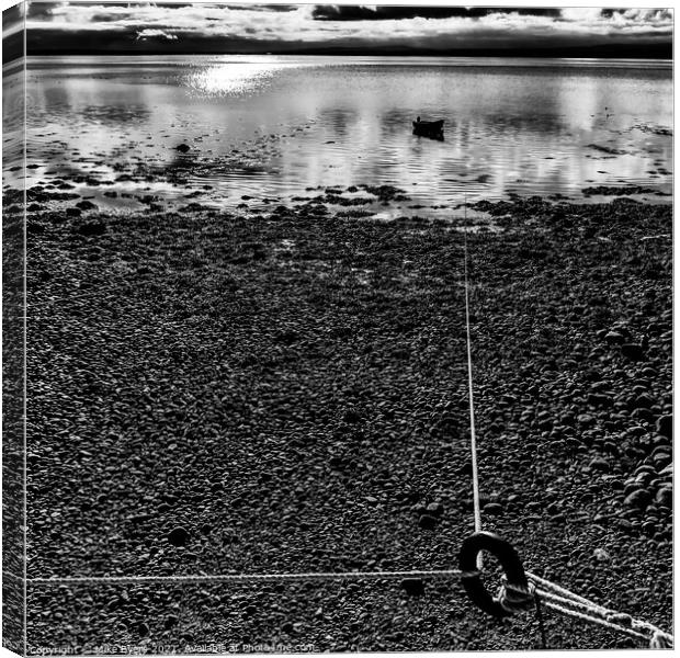 Mooring in Mono Canvas Print by Mike Byers