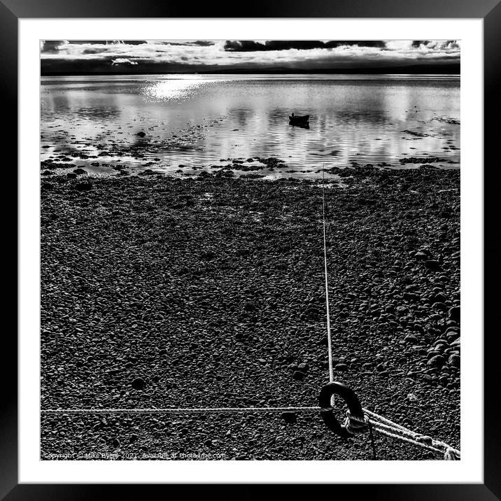 Mooring in Mono Framed Mounted Print by Mike Byers