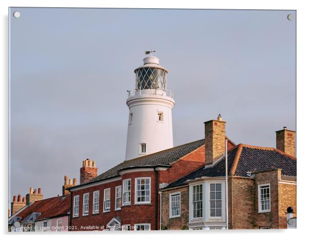 UK, Suffolk, Light from the sunrise on southwold lighthouse Acrylic by Liam Grant