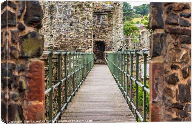 Conway Castle Walls Wales Canvas Print by Phil Longfoot