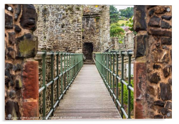 Conway Castle Walls Wales Acrylic by Phil Longfoot