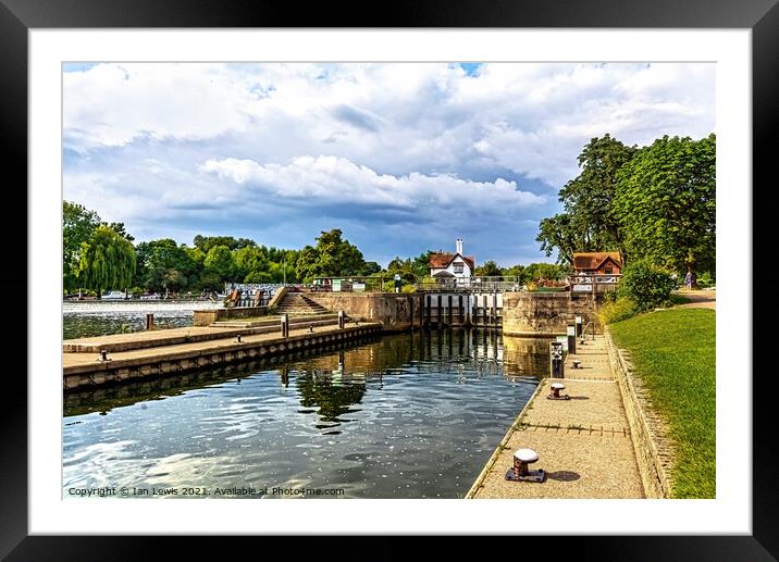 Approaching Goring on Thames Lock Framed Mounted Print by Ian Lewis
