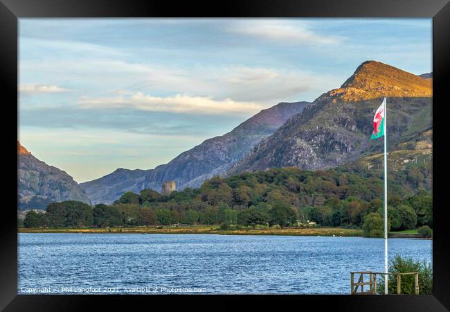 Llyn Padarn and Snowdonia Mountain range Framed Print by Phil Longfoot