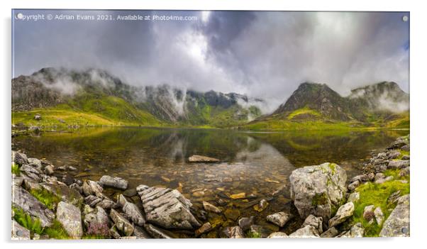 Llyn Idwal Snowdonia  Acrylic by Adrian Evans