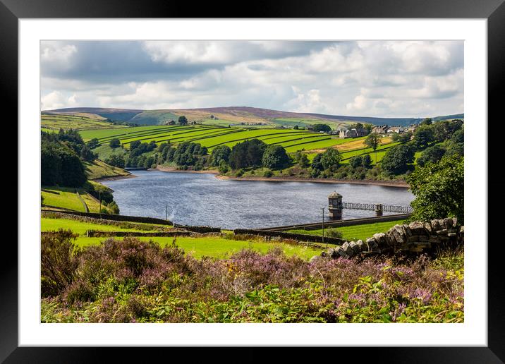 View across the Lower Laithe Reservoir Framed Mounted Print by Roger Green