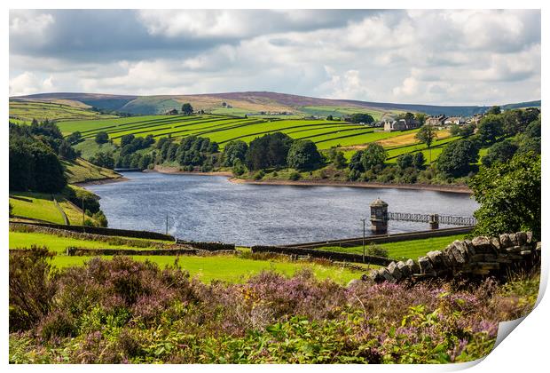 View across the Lower Laithe Reservoir Print by Roger Green