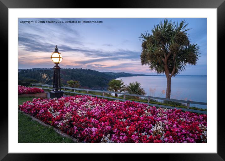  Babbacombe Downs at Twilight Framed Mounted Print by John Fowler