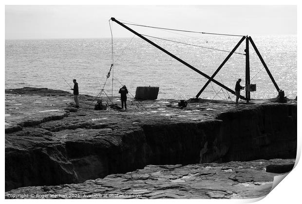 Serene Portland Bill Fishing Print by Roger Mechan