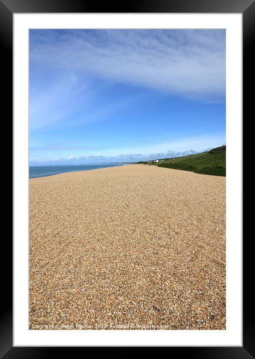 Golden Pebbles and Jurassic Coast Framed Mounted Print by Roger Mechan