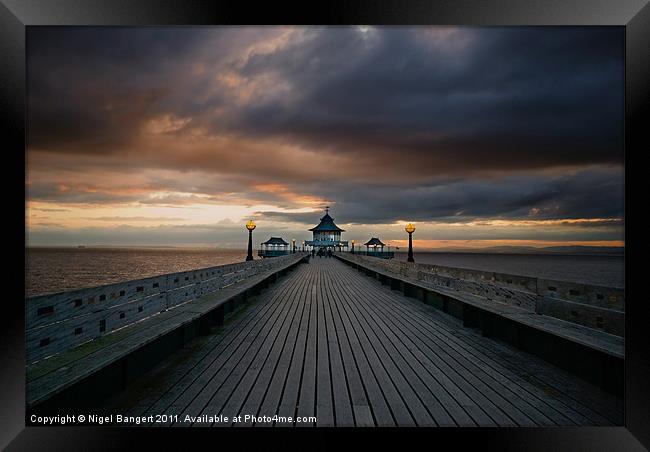 Clevedon Pier at Sunset Framed Print by Nigel Bangert