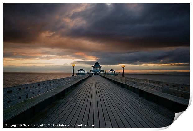 Clevedon Pier at Sunset Print by Nigel Bangert