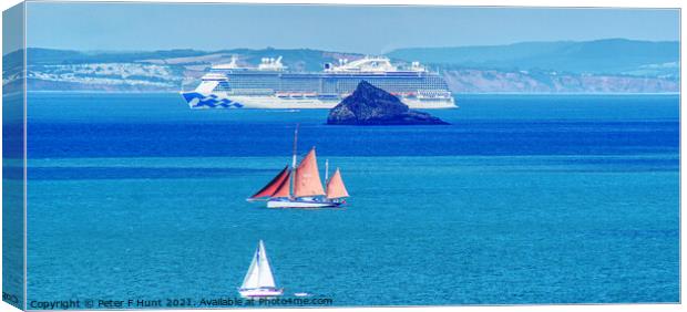 Three Boats In Torbay  Canvas Print by Peter F Hunt