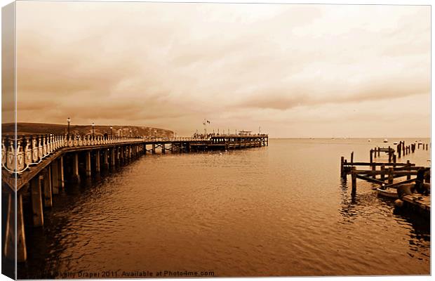 Swanage Old And New Pier Canvas Print by kelly Draper