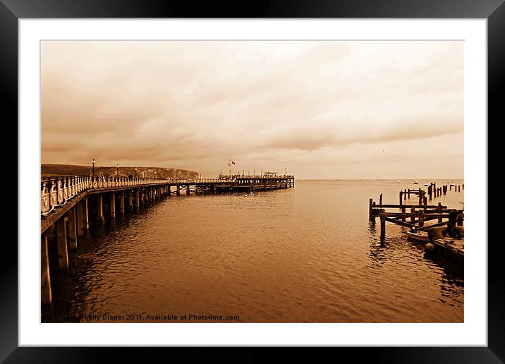 Swanage Old And New Pier Framed Mounted Print by kelly Draper